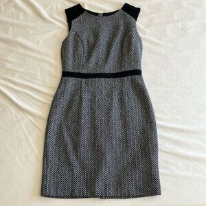 Wool Black and White Chevron Dress